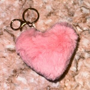Pink Heart-Shaped Fluffy Keychain